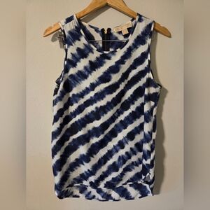 MICHAEL Michael Kors Navy and White Tie-Dye Tank Top